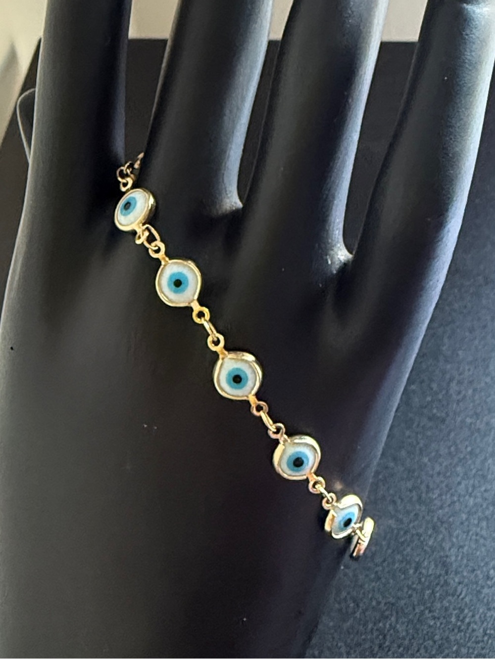 18K Gold Filled Evil Eye Protection Bracelet - 7.5" - Tarnish Free NEW